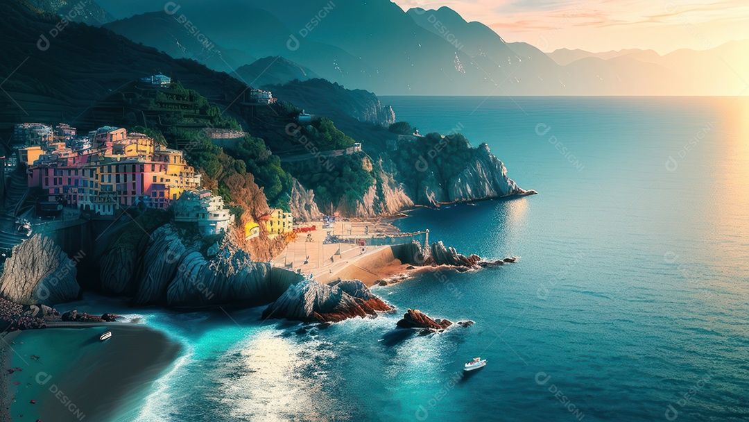 Imagem realista Cinque Terre Itália.