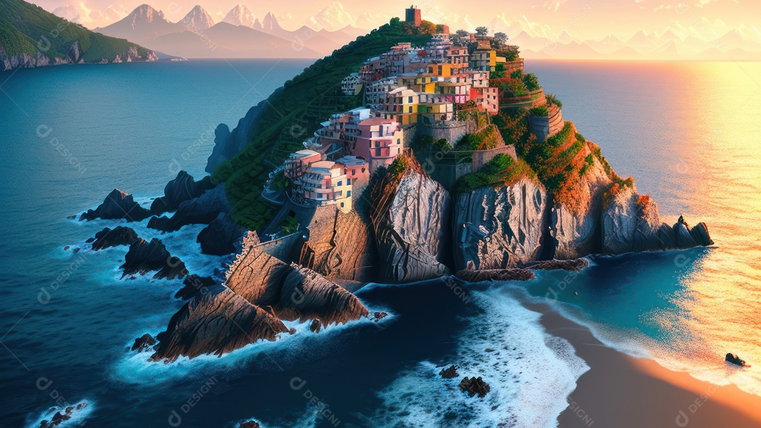 Imagem realista Cinque Terre Itália.