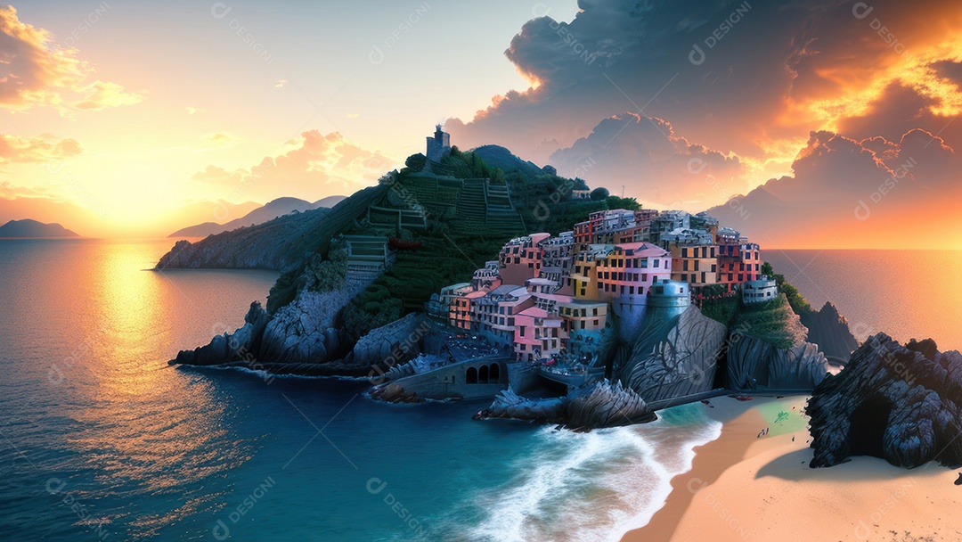Imagem realista Cinque Terre Itália.