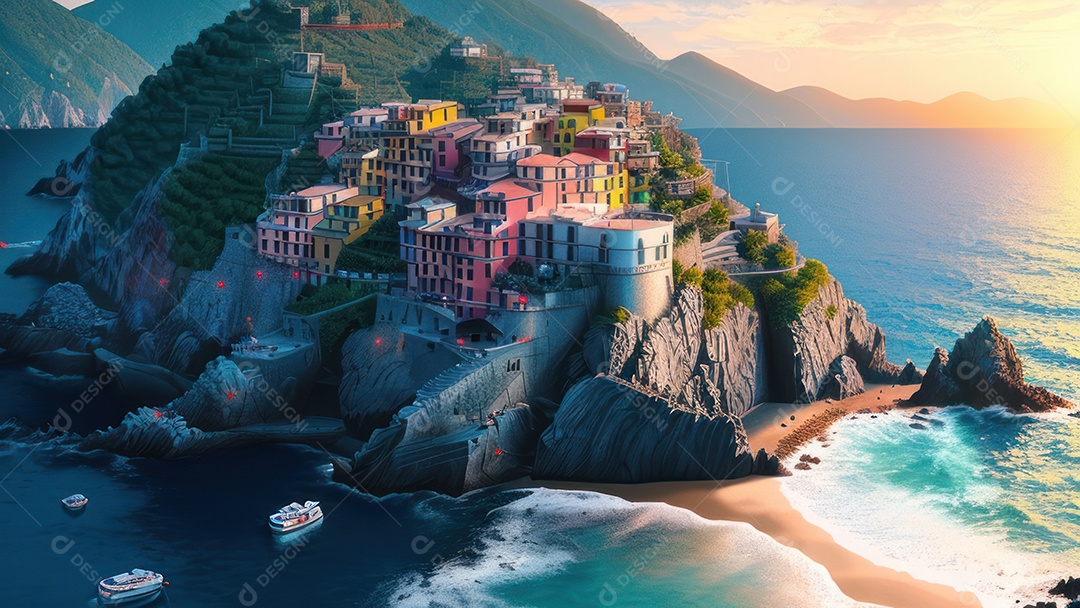 Imagem realista Cinque Terre Itália.