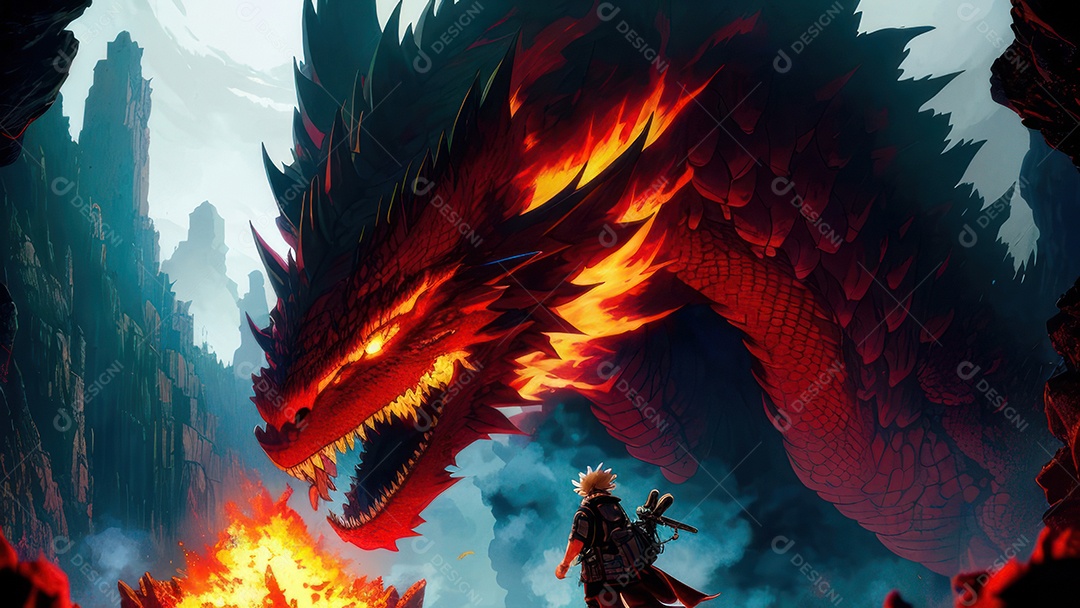 Imagem realista de dragão.