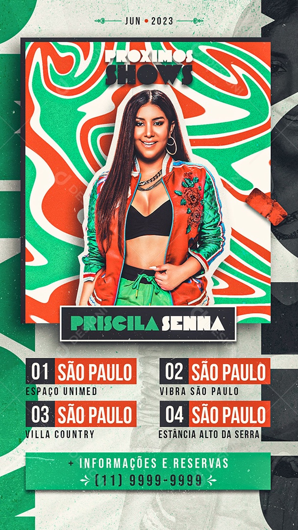 Story Flyer Próximos Shows Priscila Senna Social Media PSD Editável