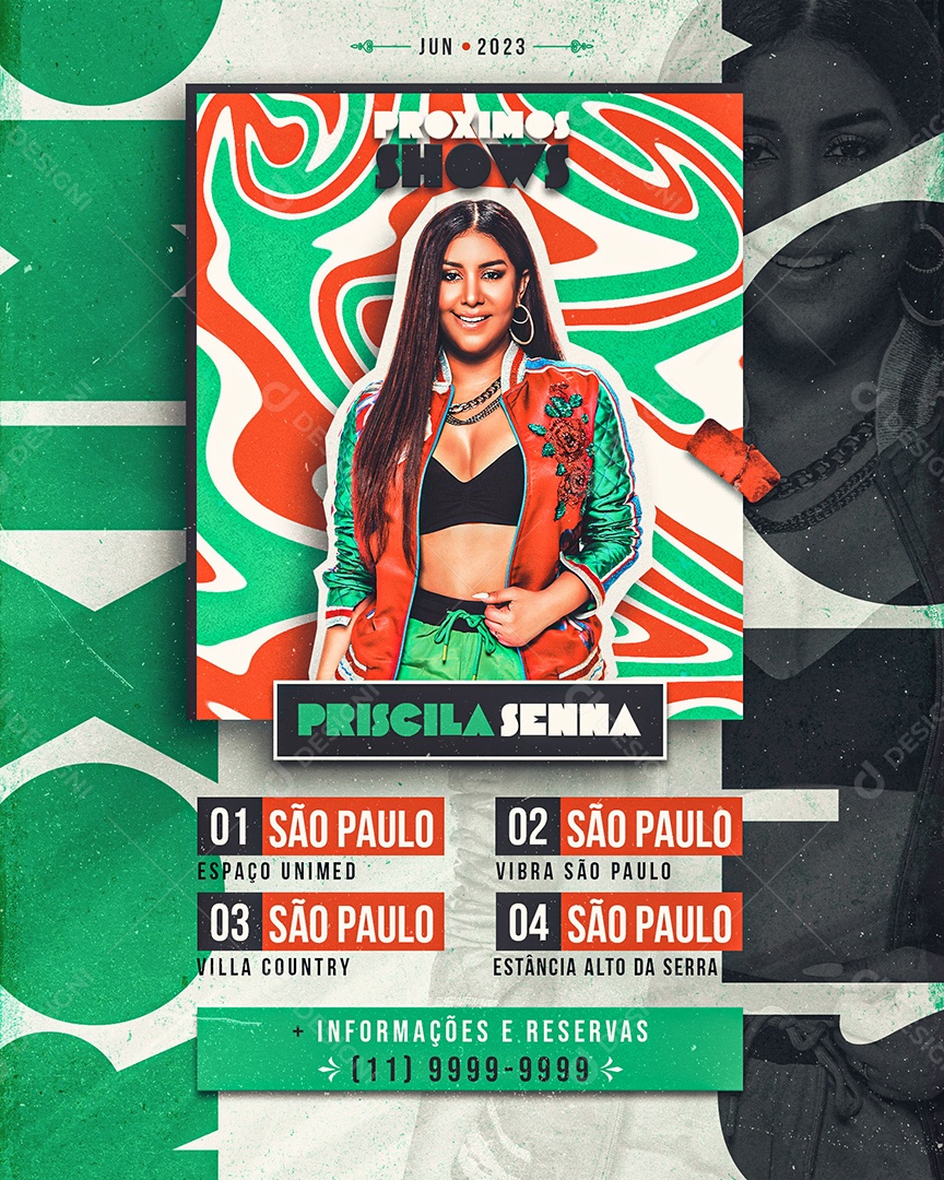 Feed Flyer Próximos Shows Priscila Senna Social Media PSD Editável