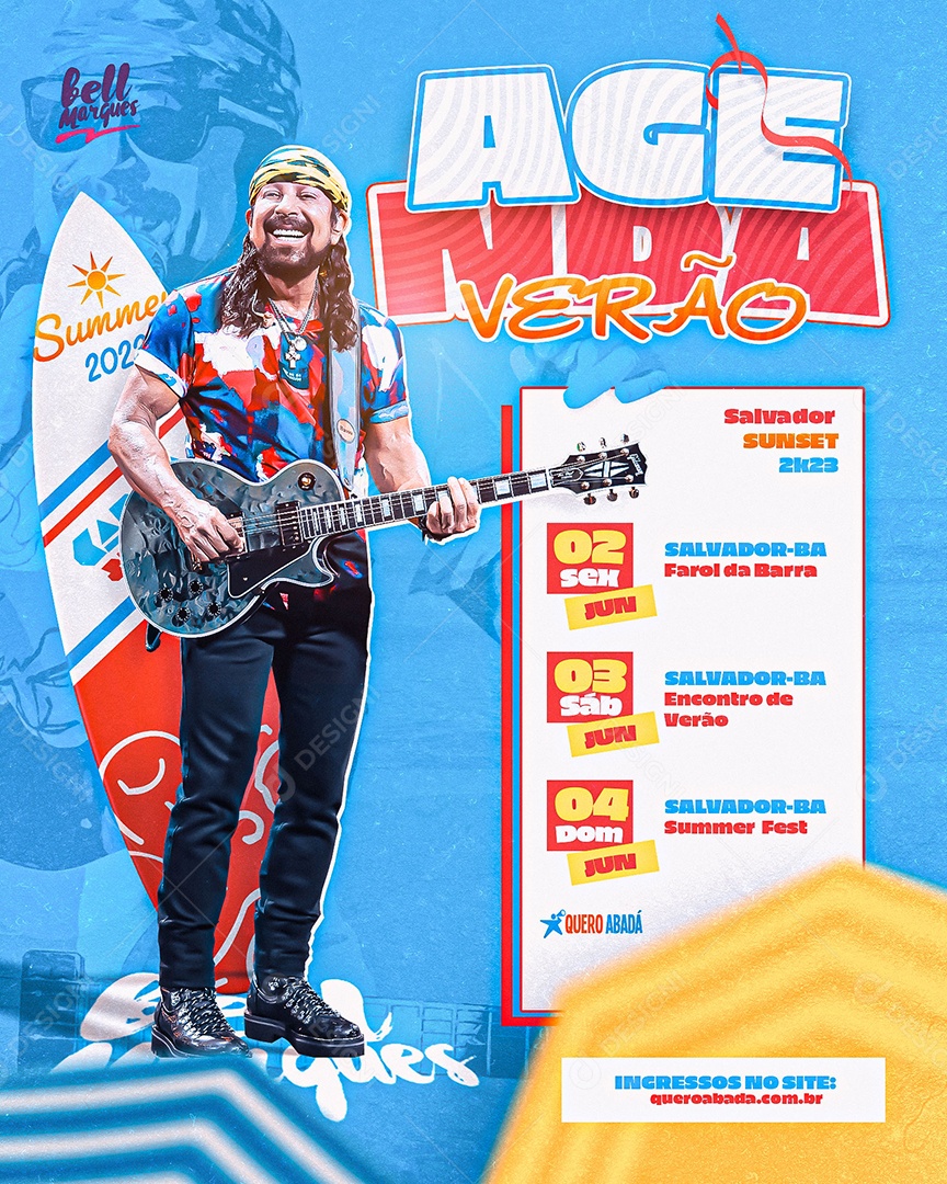 Social Media Flyer Feed Agenda Verão Bell Marques PSD Editável