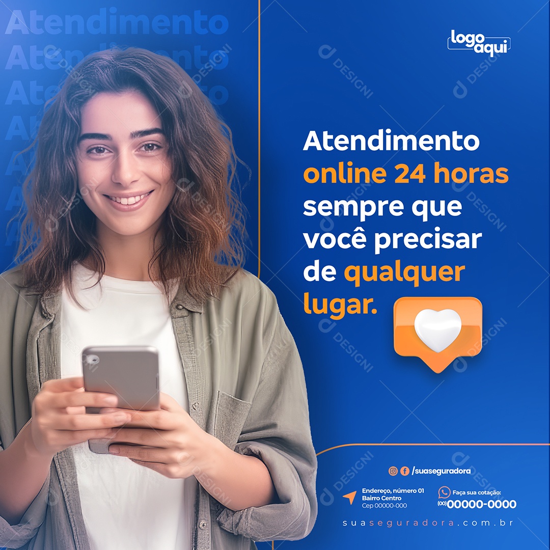Seguros Atendimento 24 Horas Social Media PSD Editável