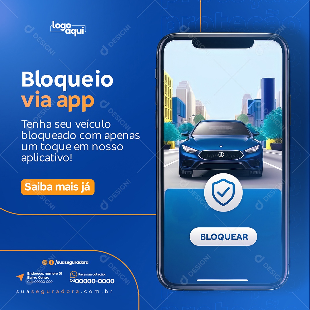 Seguros Bloqueio De App Social Media PSD Editável