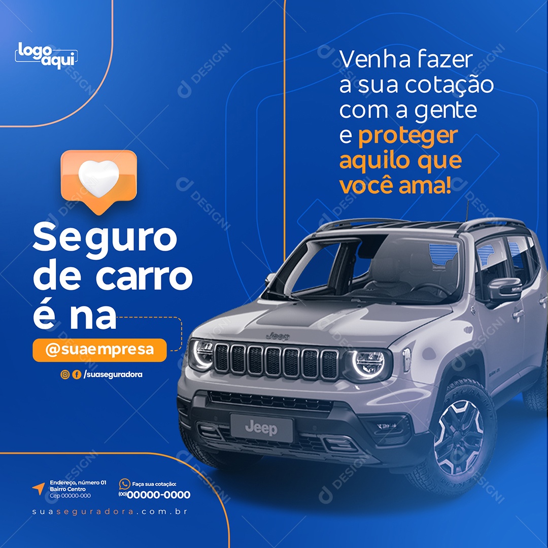 Seguro De Carro Na Sua Emprese Social Media PSD Editável