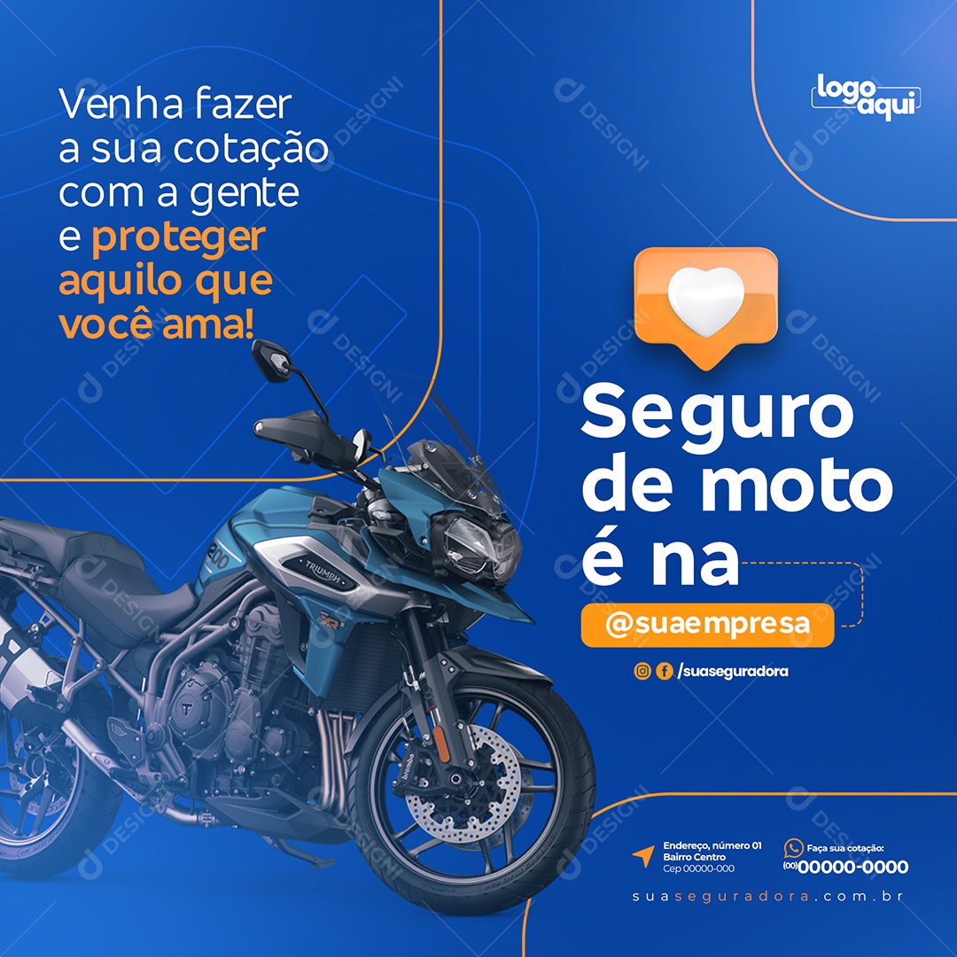 Seguro De Moto Na Sua Emprese Social Media PSD Editável