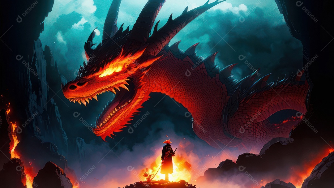 Imagem realista de dragão.