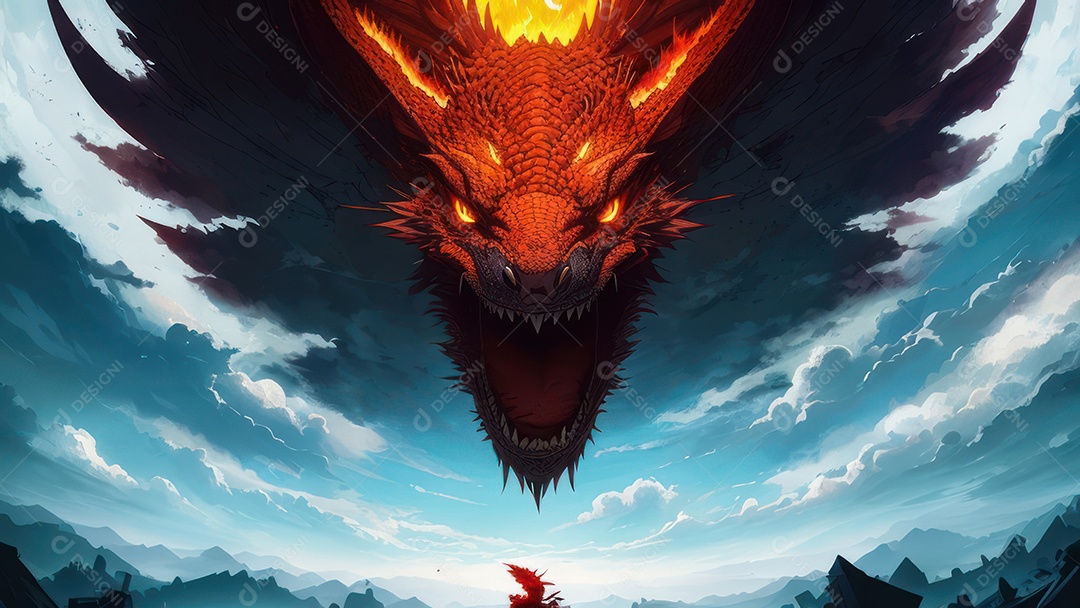 Imagem realista de dragão.
