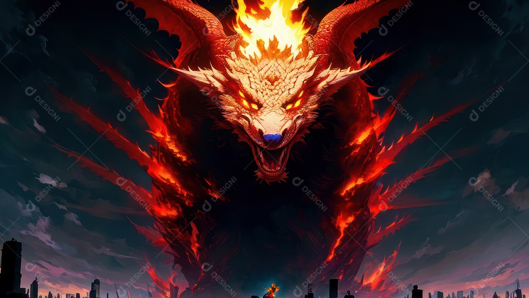 Imagem realista de dragão.