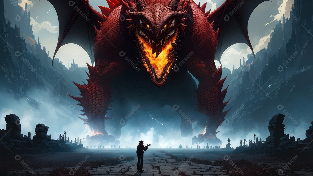 Imagem realista de dragão.