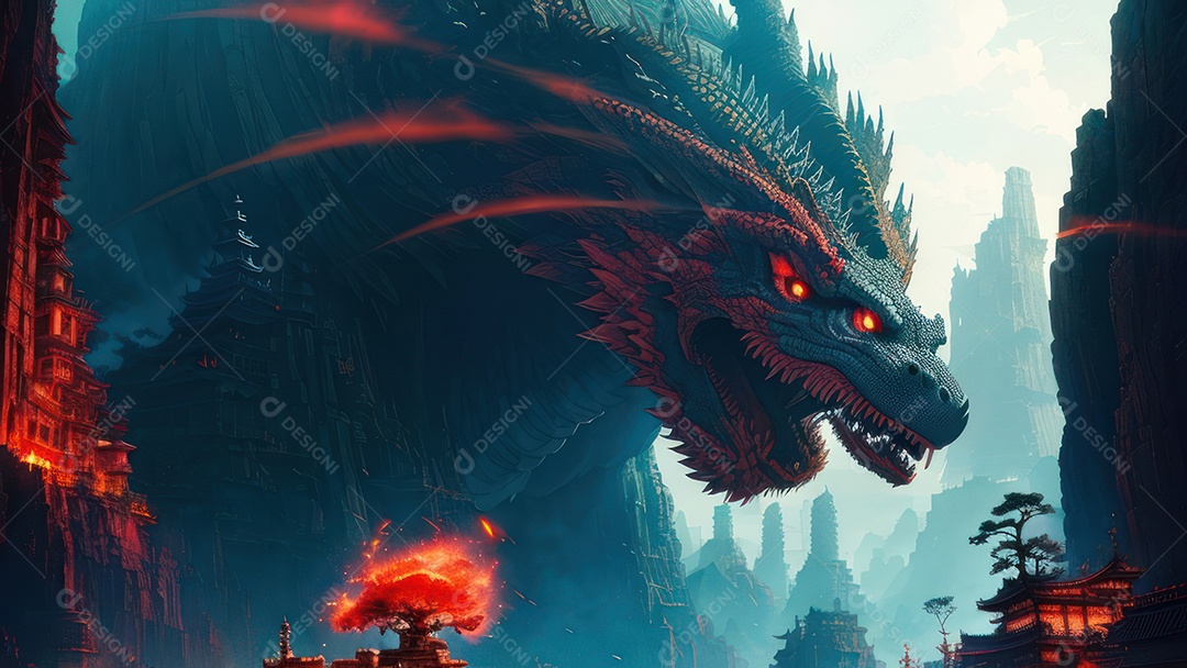 Imagem realista de dragão.