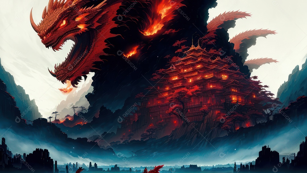 Imagem realista de dragão.