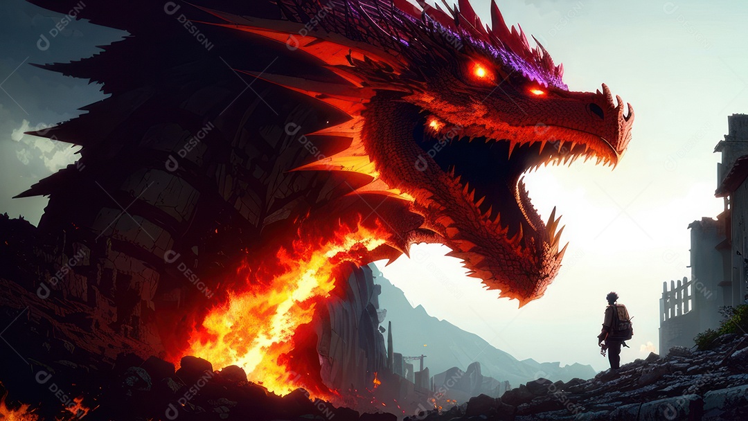 Imagem realista de dragão.