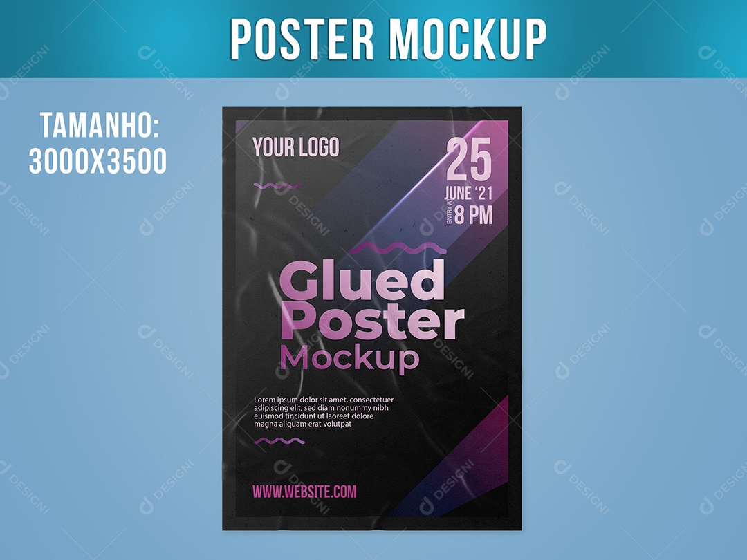 Poster Colado Mockup  PSD Editável