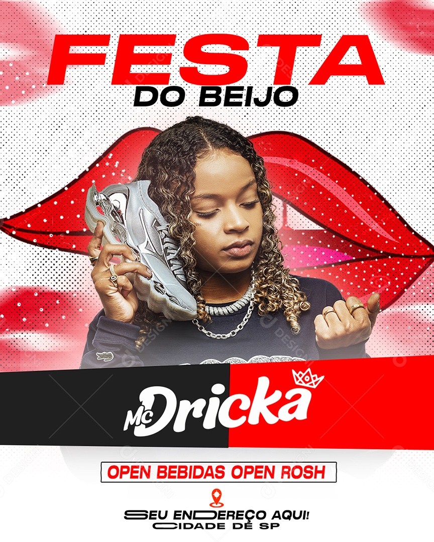 Festa Do Beijo MC Drika Flyer Social Media PSD Editável