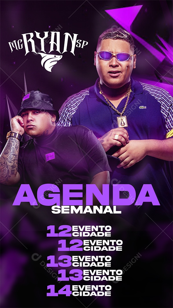 Story Agenda Semanal MC Ryan SP Flyer Social Media PSD Editável