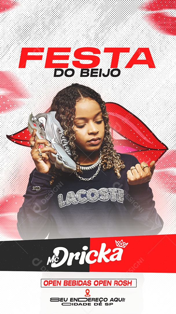 Story Festa Do Beijo MC Drika  Flyer Social Media PSD Editável