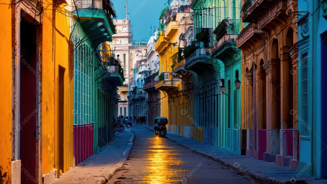 Imagem realista de cidade iluminada.