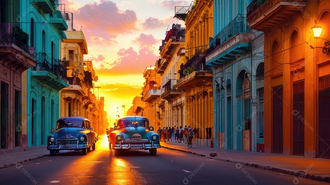 Imagem realista de cidade iluminada.