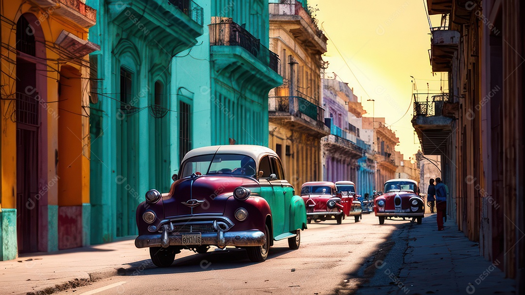 Imagem realista de cidade iluminada.