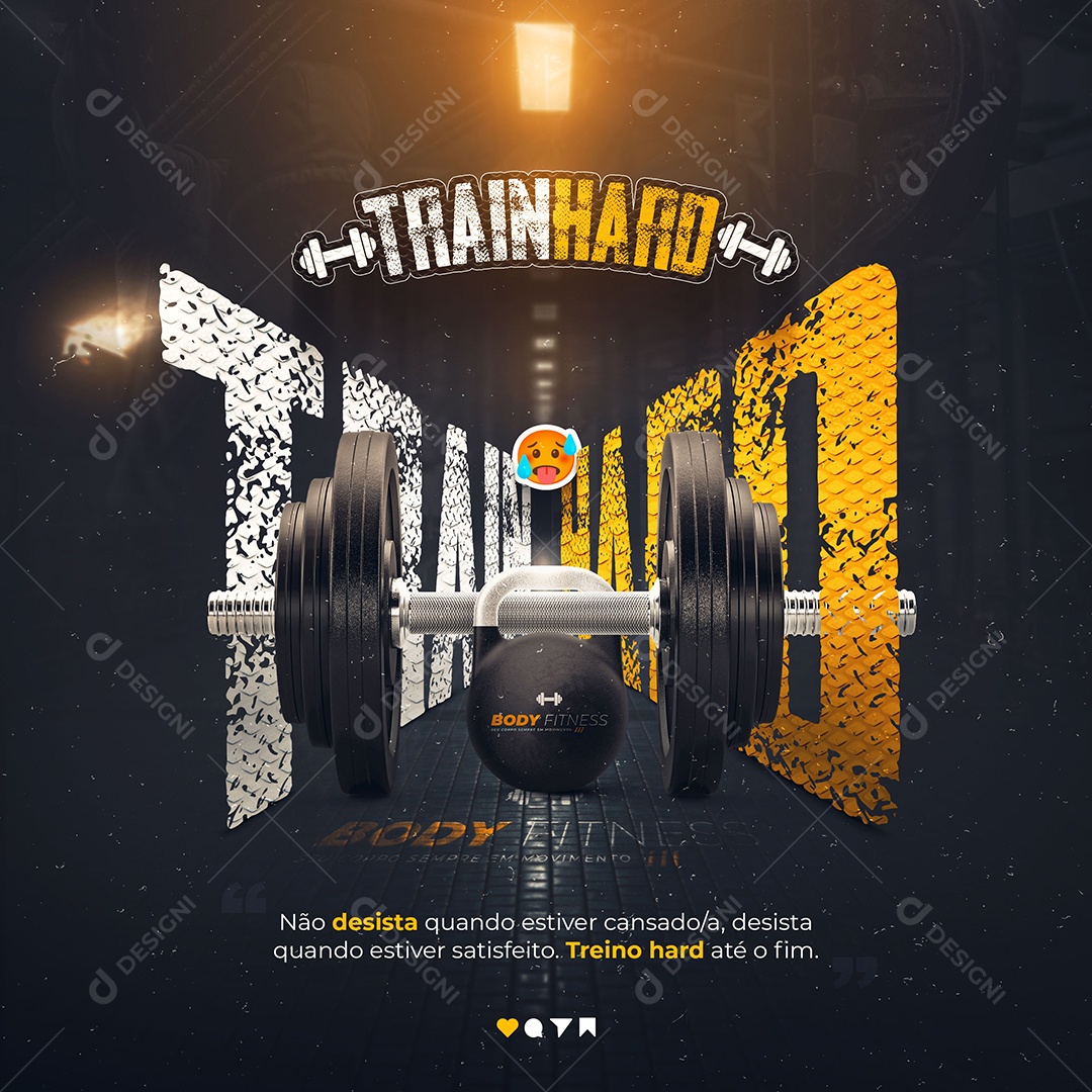 Feed TrainHard Não Desista Quando Estiver Cansado Social Media PSD Editável