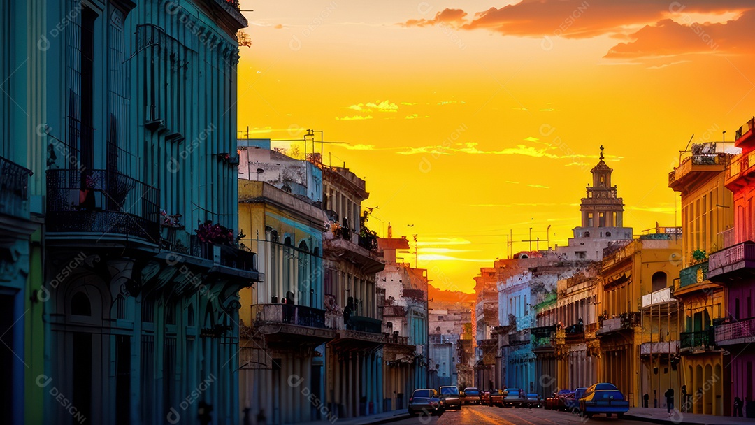 Imagem realista de cidade iluminada.