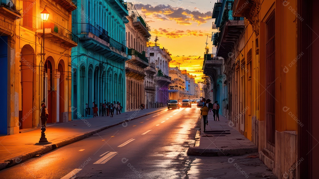 Imagem realista de cidade iluminada.