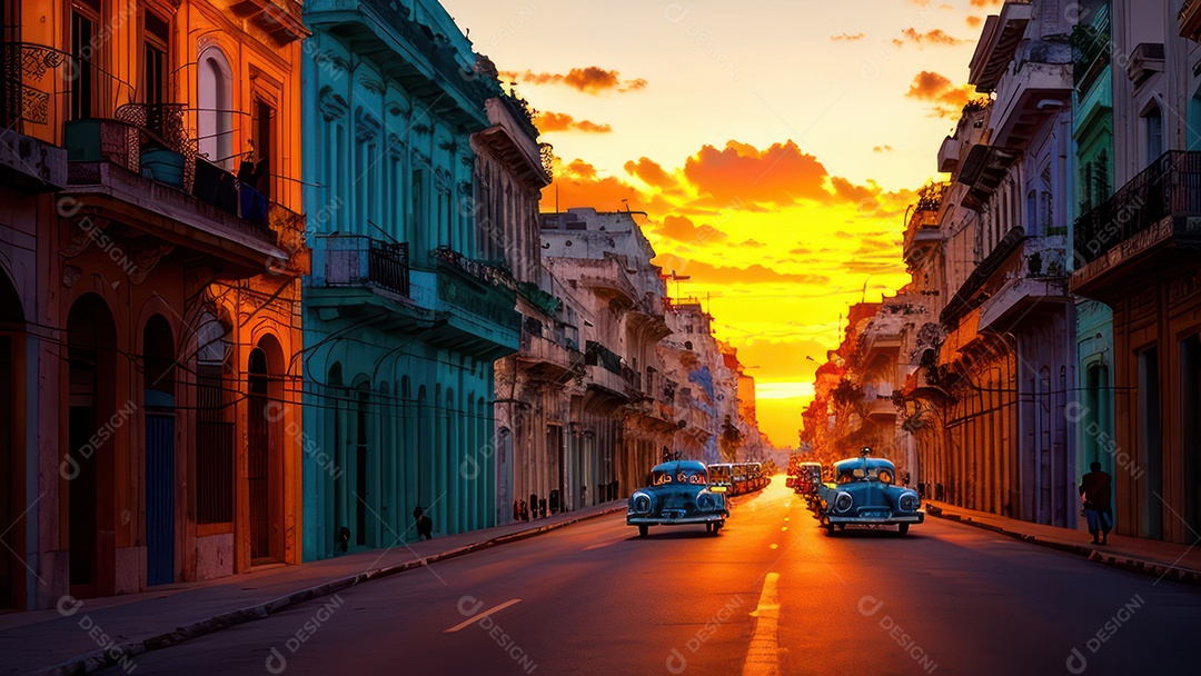 Imagem realista de cidade iluminada.