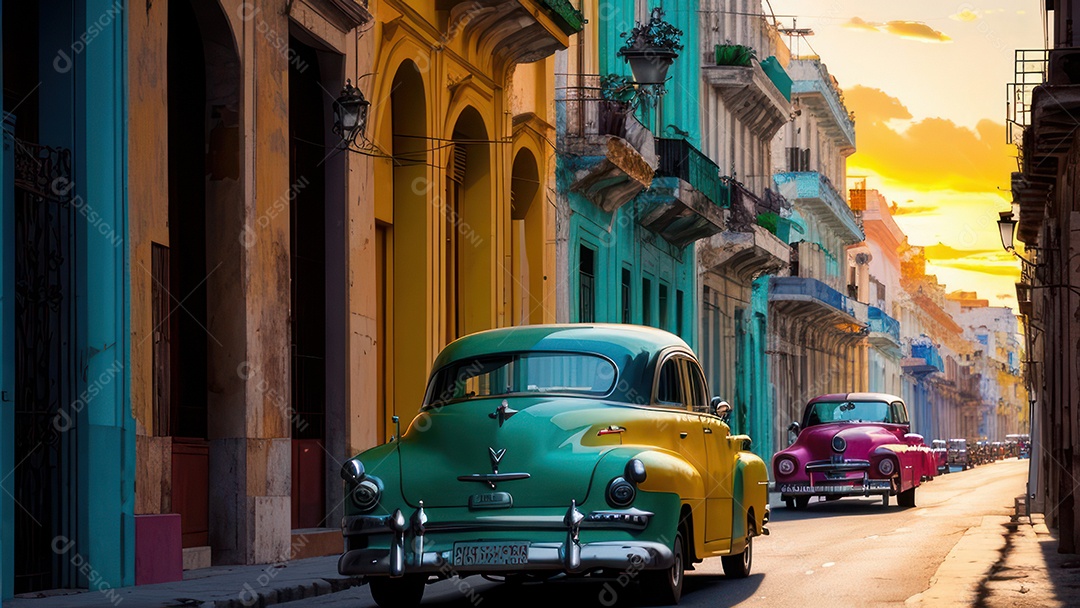 Imagem realista de cidade iluminada.