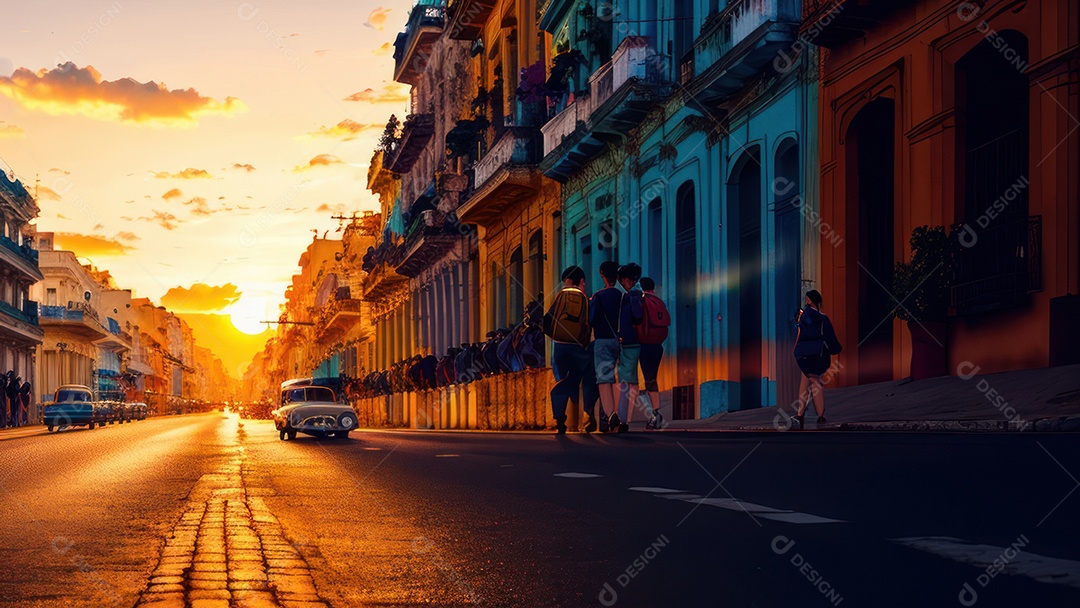 Imagem realista de cidade iluminada.