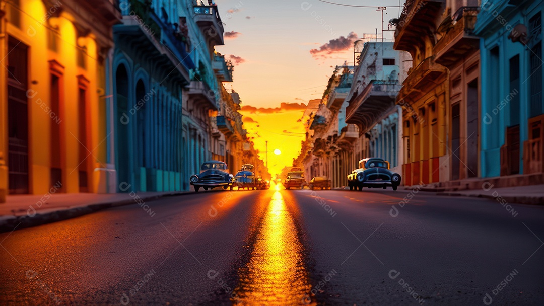 Imagem realista de cidade iluminada.