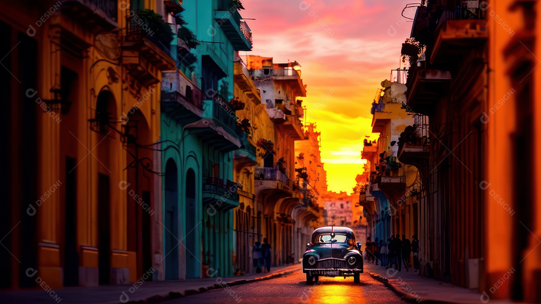 Imagem realista de cidade iluminada.