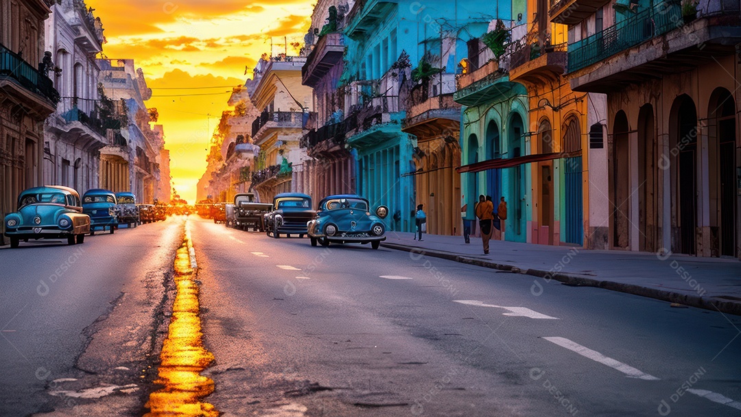 Imagem realista de cidade iluminada.