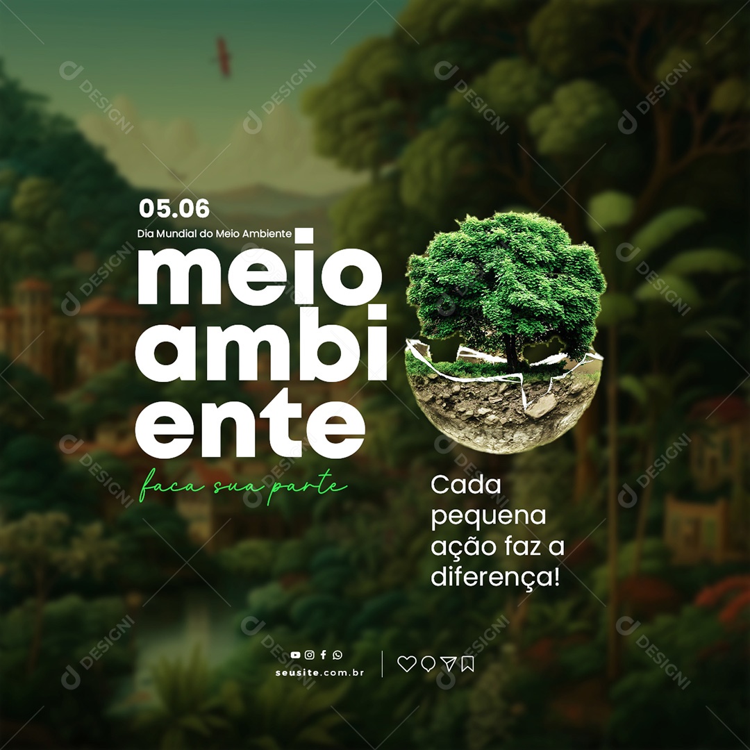 Cada Pequena Ação Faz A Diferença Dia Mundial Do Meio Ambiente Social Media PSD Editável