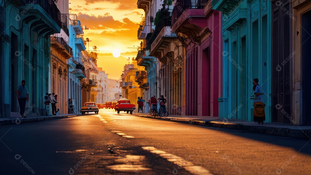 Imagem realista de cidade iluminada.