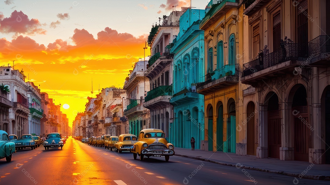 Imagem realista de cidade iluminada.