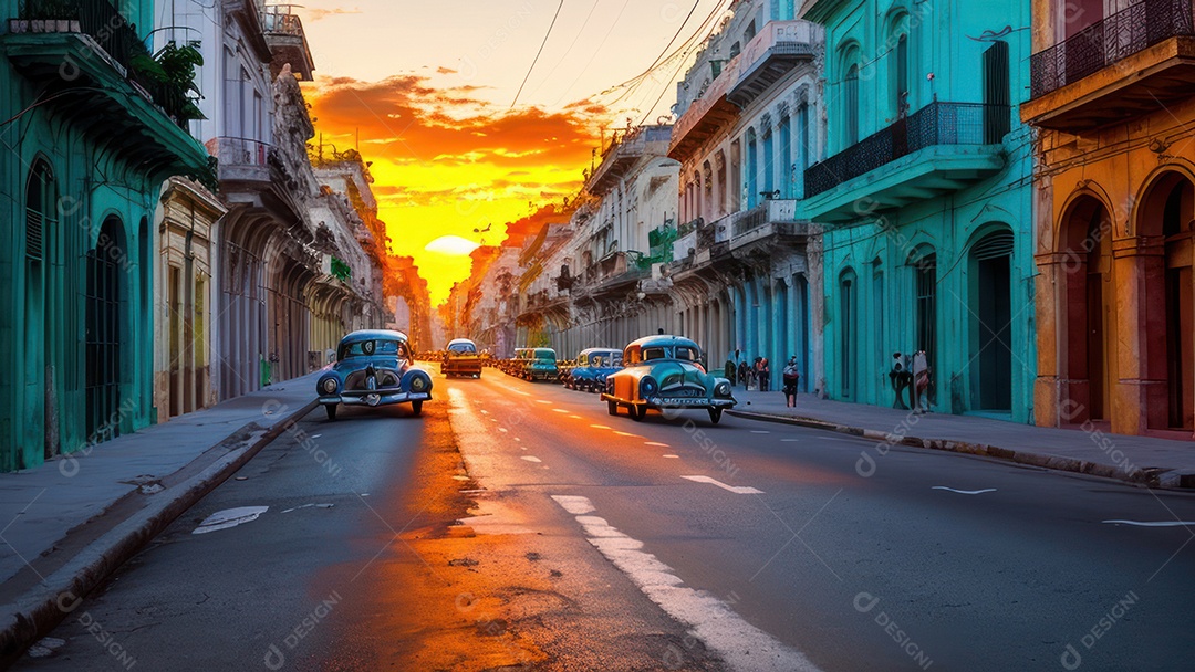 Imagem realista de cidade iluminada.