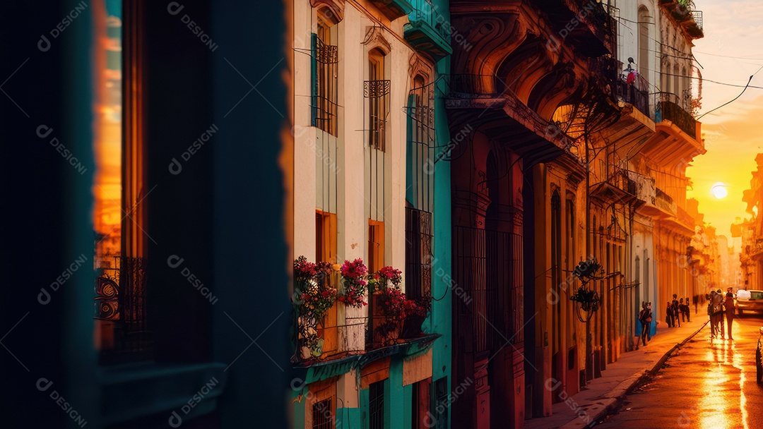 Imagem realista de cidade iluminada.