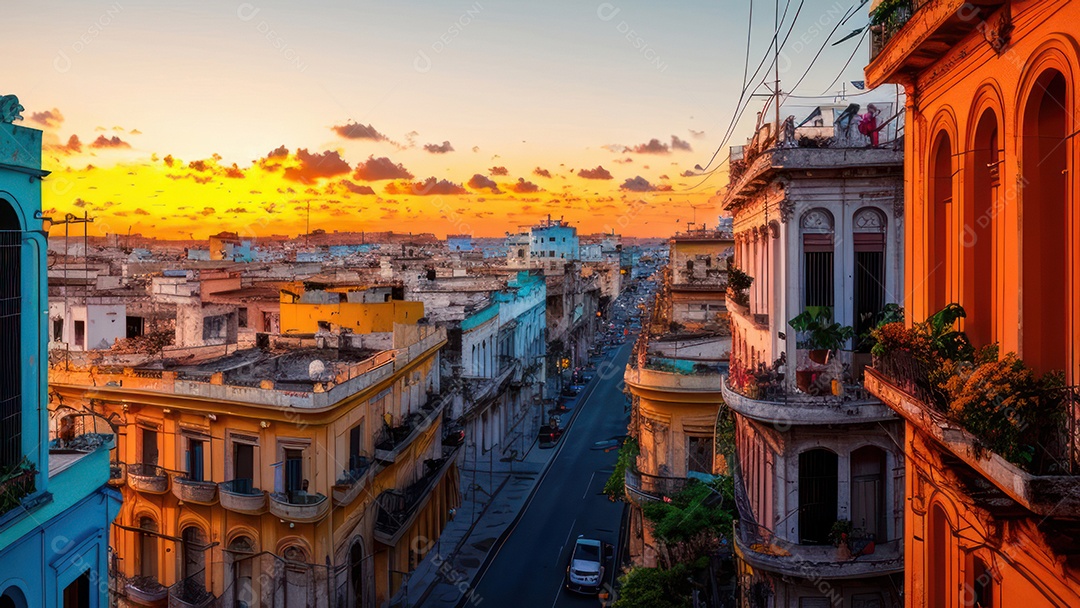 Imagem realista de cidade iluminada.