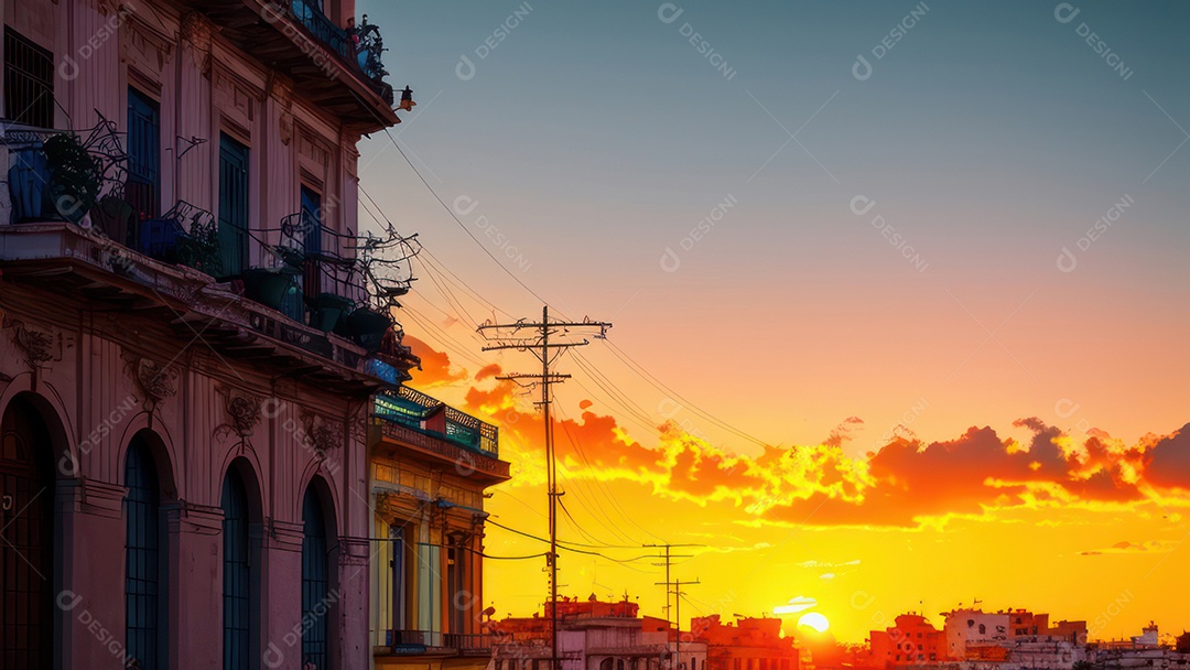 Imagem realista de cidade iluminada.