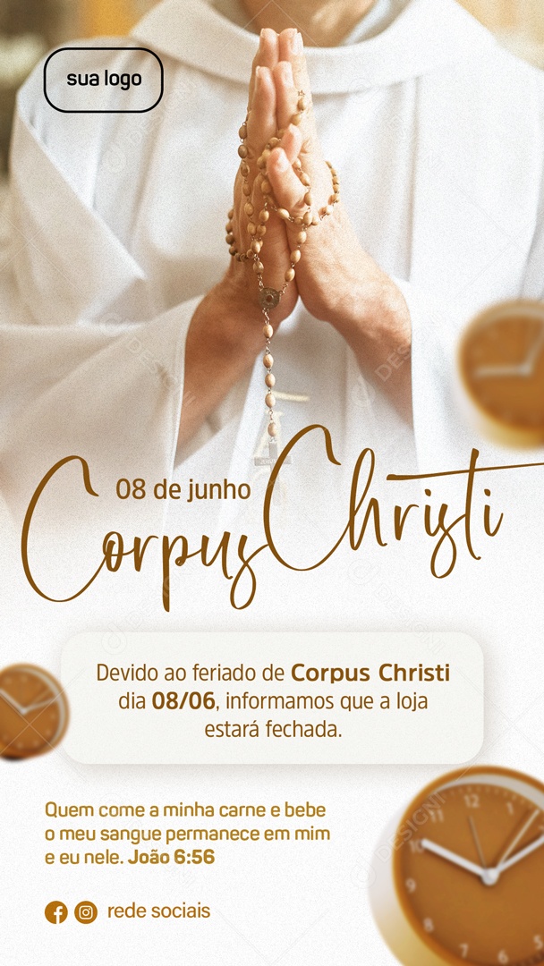 Story Corpus Christi 11 de Junho Paz Eucaristia Social Media PSD Editável