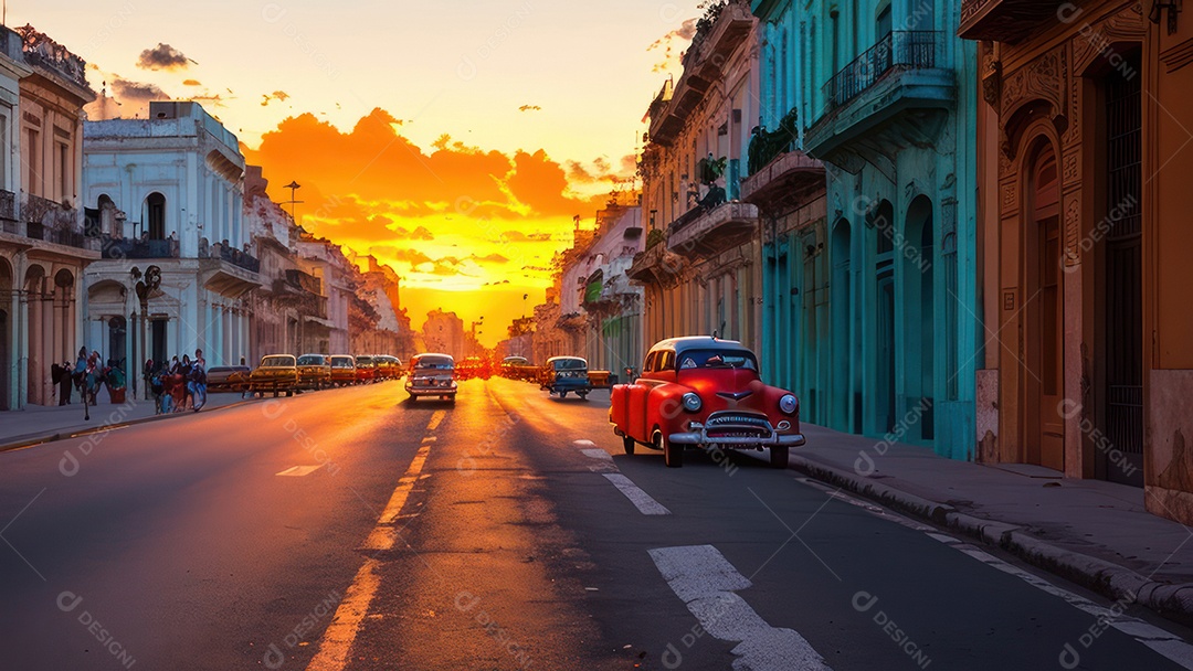 Imagem realista de cidade iluminada.