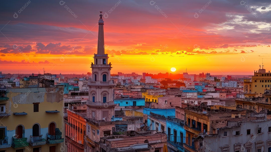 Imagem realista de cidade iluminada.