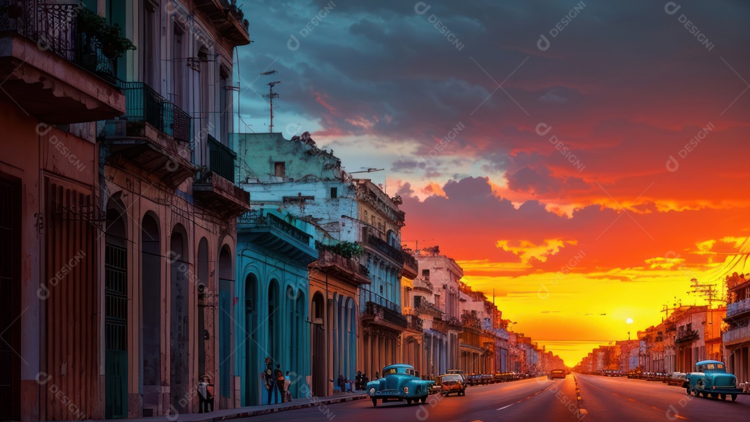 Imagem realista de cidade iluminada.