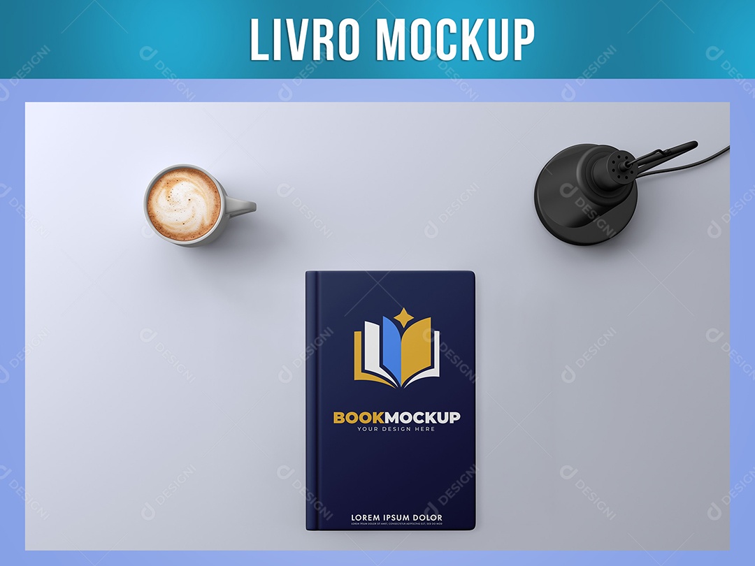 Livro Mockup na Mesa Leitura Escritório Escrita Palavras Conhecimento PSD