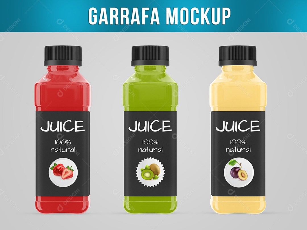 Garrafa de Suco Mockup Plástico PSD Editável