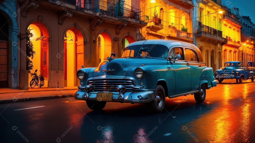 Imagem realista de cidade iluminada.