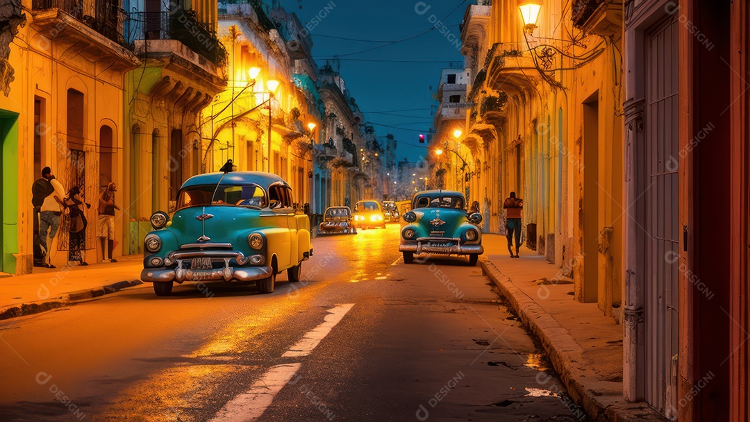 Imagem realista de cidade iluminada.